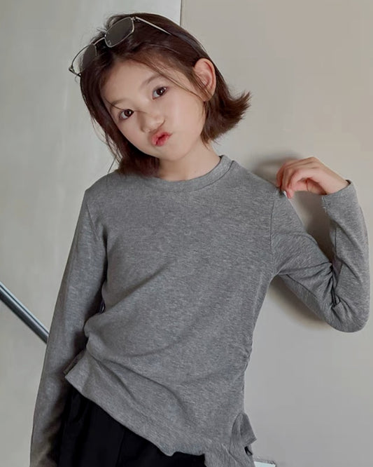 親子お揃い サイドリボン 長袖Tシャツ 全2色｜120-160cm