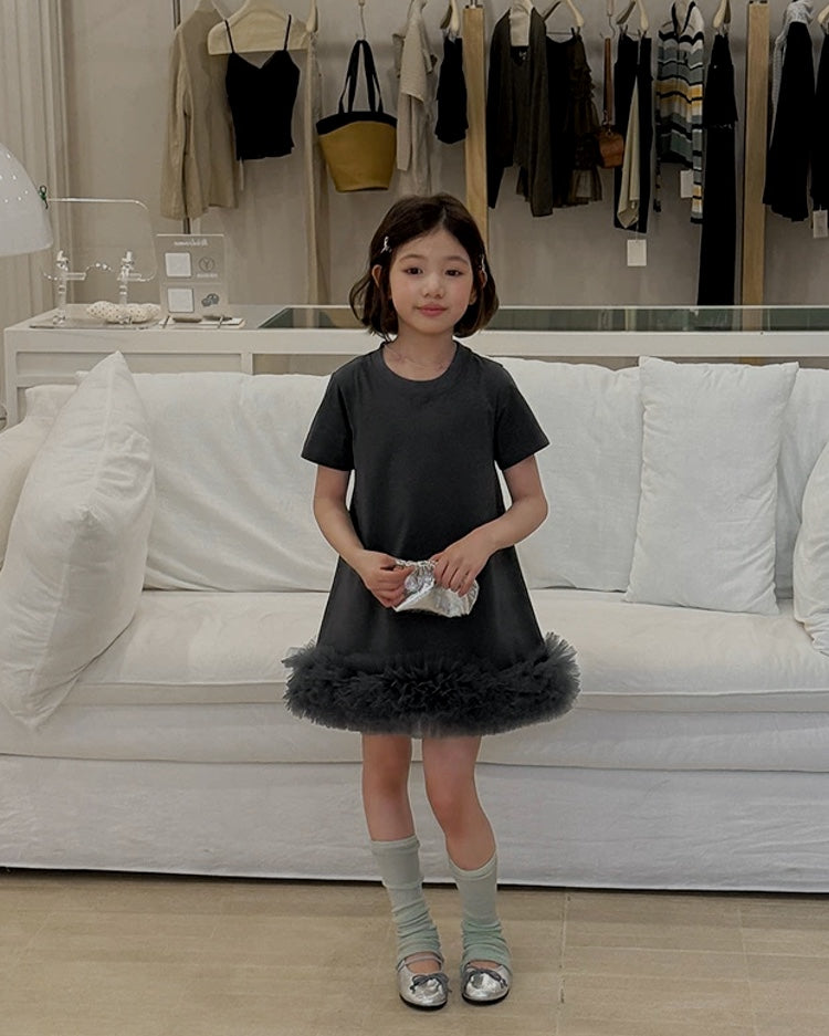 チュールフリル Tシャツワンピース｜110-160cm