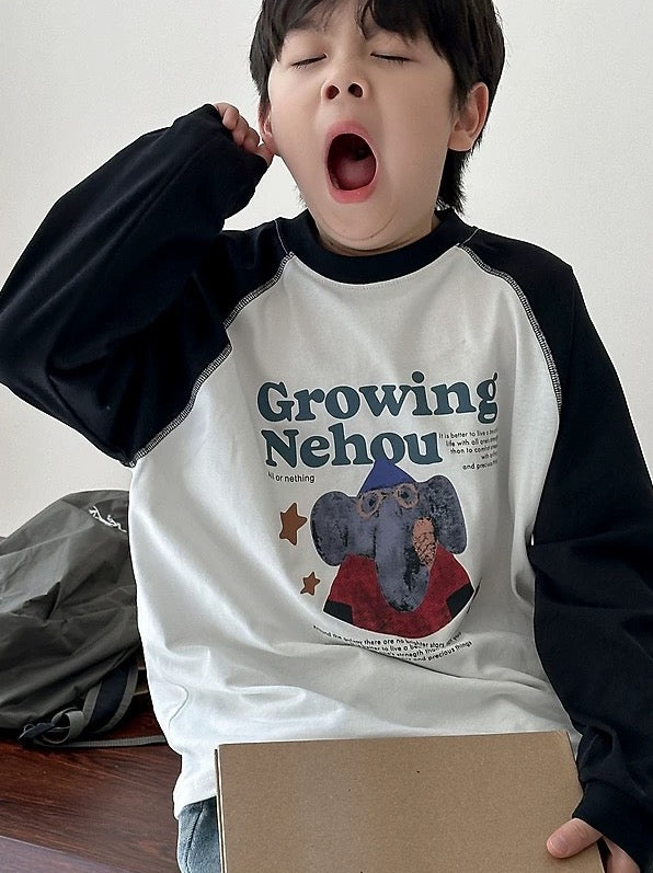 [100-160cm] Elephant Raglan Long Sleeve T-shirt