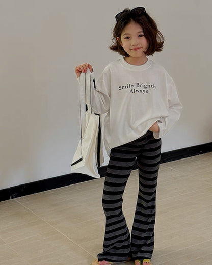 【110-160cm】親子お揃い レターロゴ ロングスリーブ Tシャツ