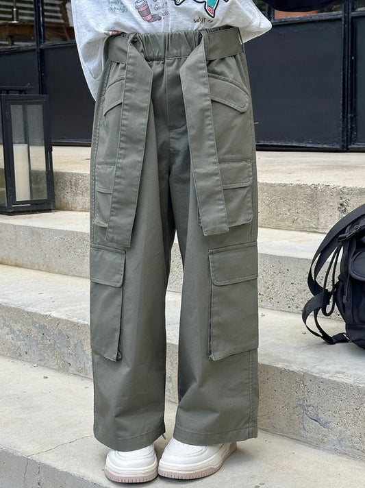 [90-160cm] Straight cargo pants