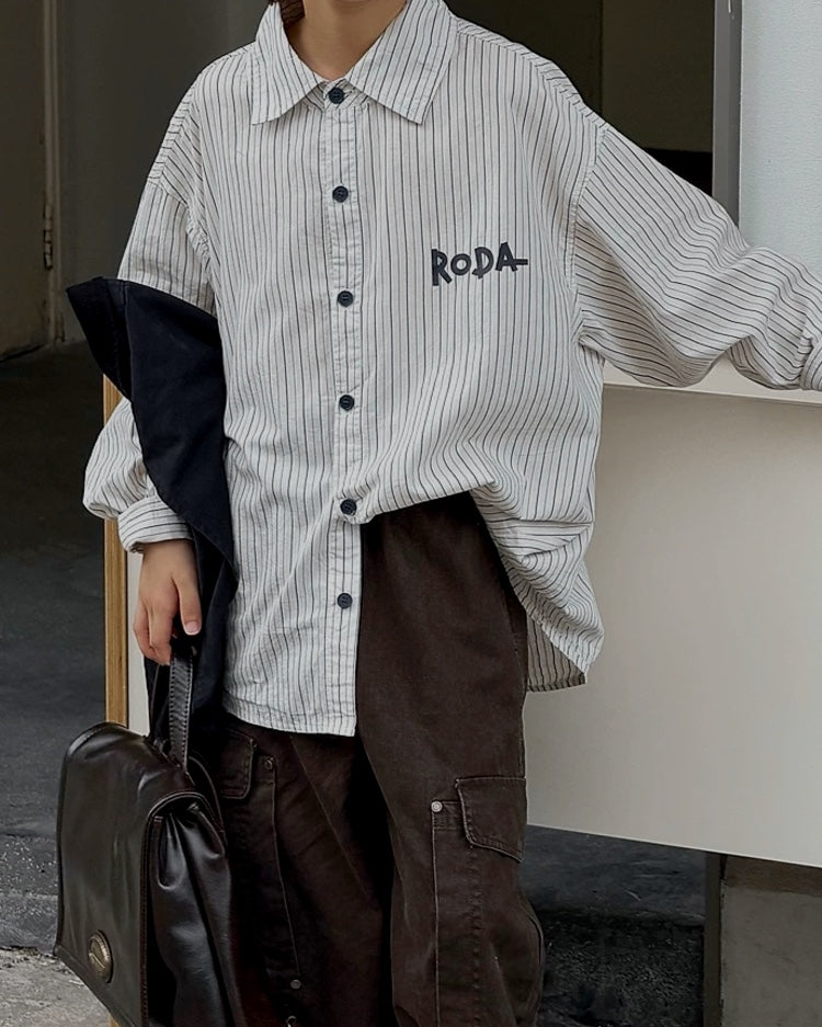 ストライプロゴ 長袖シャツ｜110-160cm