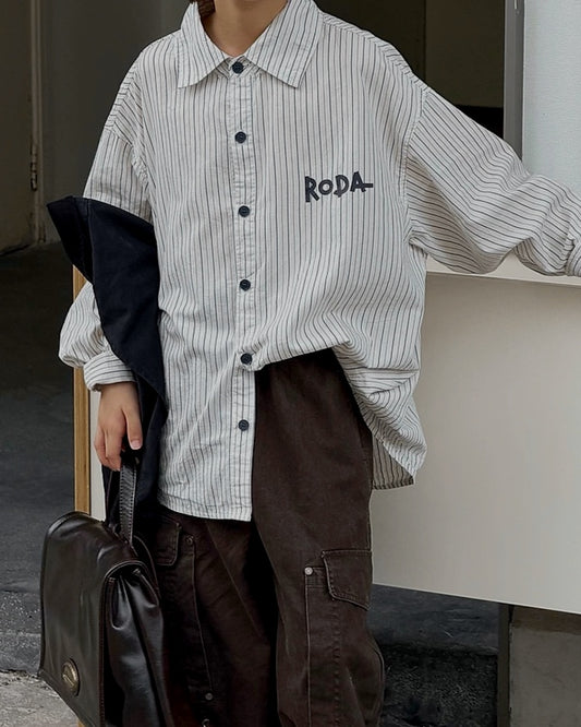 ストライプロゴ 長袖シャツ｜110-160cm