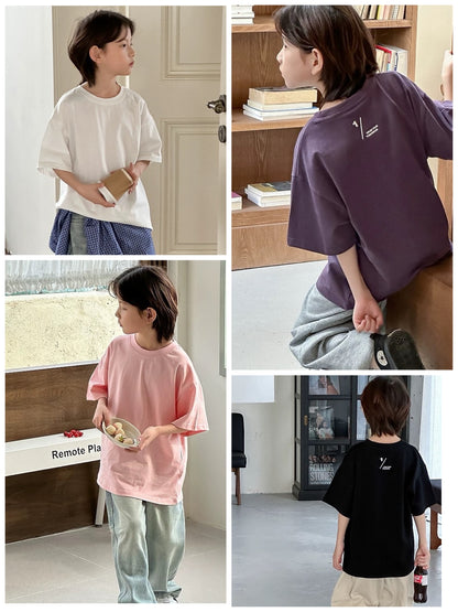 【110-160cm】フロントソリッドTシャツ