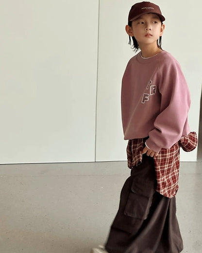 【110-160cm】バックグラフィックプリントスウェットプルオーバー
