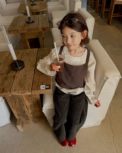 親子お揃い レオパード ワイドストレートパンツ｜120-160cm