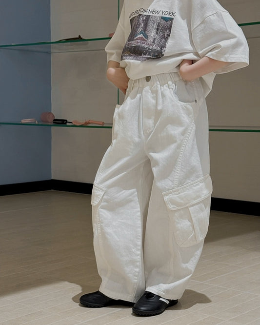 【110-160cm】親子お揃い ワイド カーゴパンツ