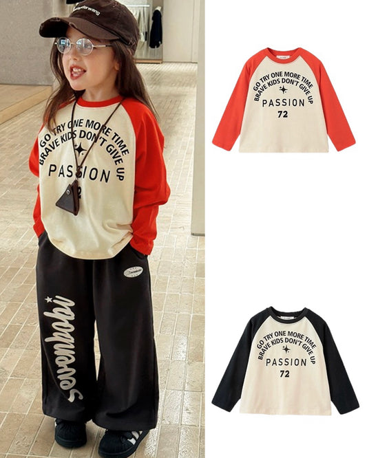 【100-160cm】ラグランロングスリーブTシャツ