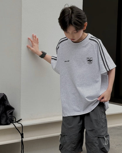 ラインデザイン オーバーサイズ スポーツTシャツ 全2色 ｜ 110-160cm