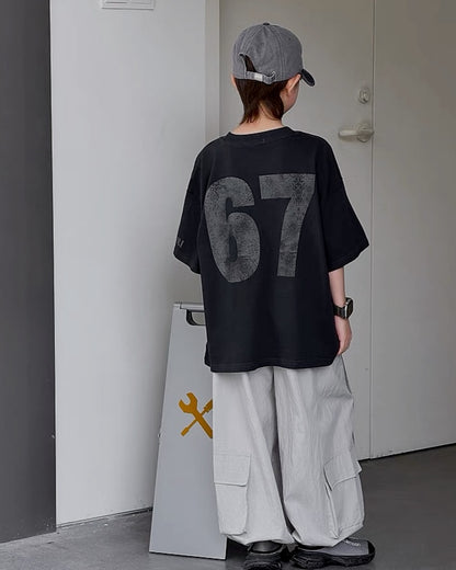 67バックプリント オーバーサイズTシャツ｜110-160cm
