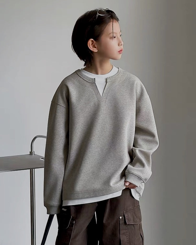 フェイクレイヤード スウェットプルオーバー｜110-160cm