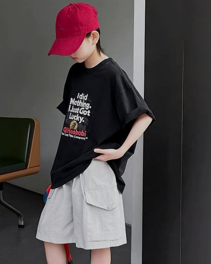メッセージロゴ オーバーサイズTシャツ｜110-160cm