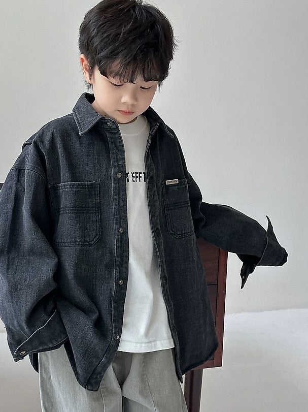 [100-160cm] Denim shirt jacket