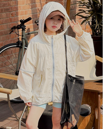 UPF50+ UVカット 冷感 フードジャケット ｜ 110-160cm