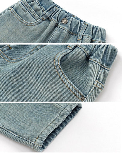 【100-160cm】裏起毛バルーンデニムパンツ