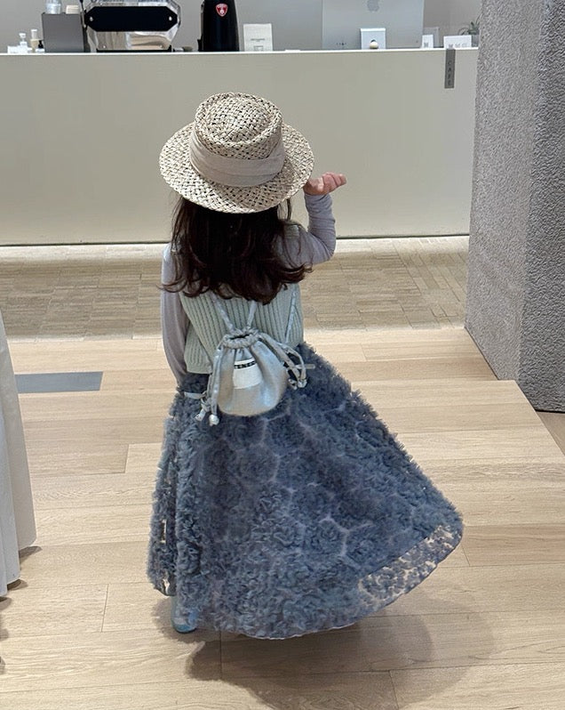 【100-160cm】フラワーチュールロングスカート