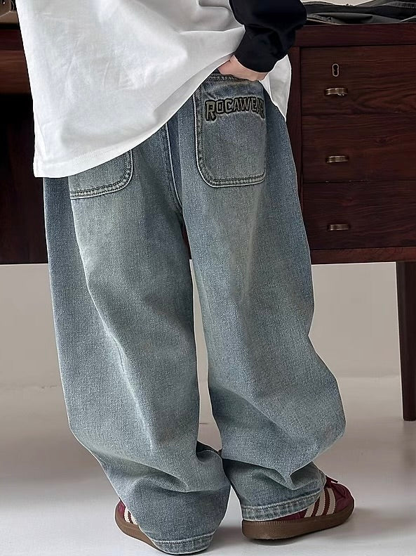 [100-160cm] Washed baggy jeans