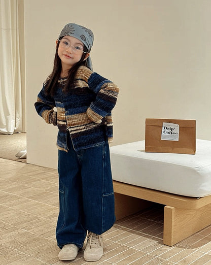 【100-160cm】ドローコード付き ジーンズ