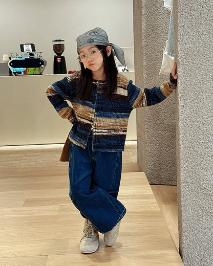 【100-160cm】ドローコード付き ジーンズ