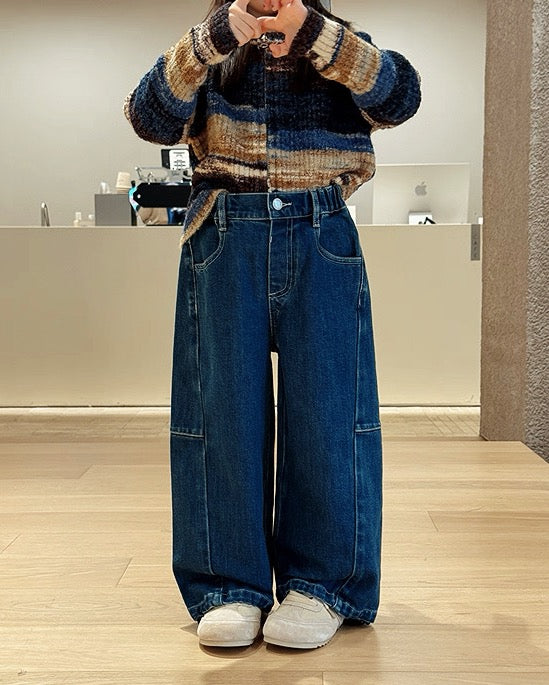 【100-160cm】ドローコード付き ジーンズ