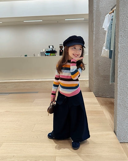 【100-160cm】レイヤード風 ワイド ロングパンツ