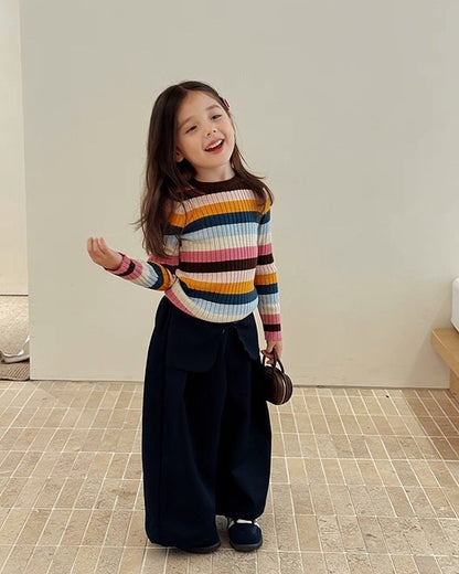 【100-160cm】レイヤード風 ワイド ロングパンツ