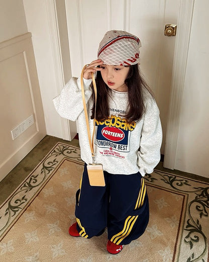 【100-160cm】裏起毛 グラフィック スウェットプルオーバー