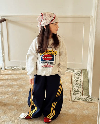 【100-160cm】裏起毛 グラフィック スウェットプルオーバー