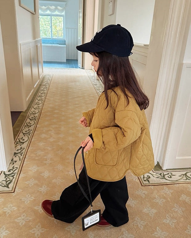 【100-160cm】キルティング ノーカラー コート