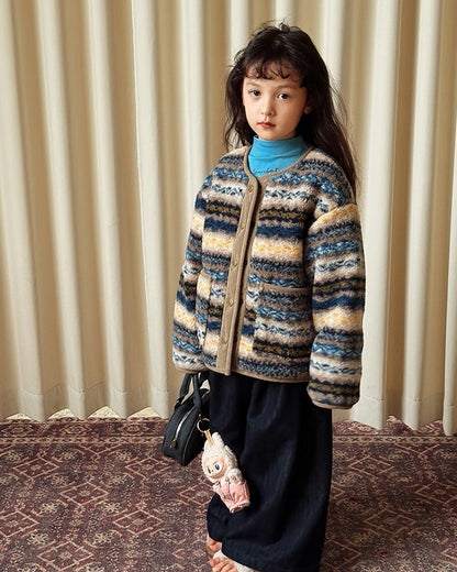 【100-160cm】裏キルティング ボア ノーカラー ジャケット