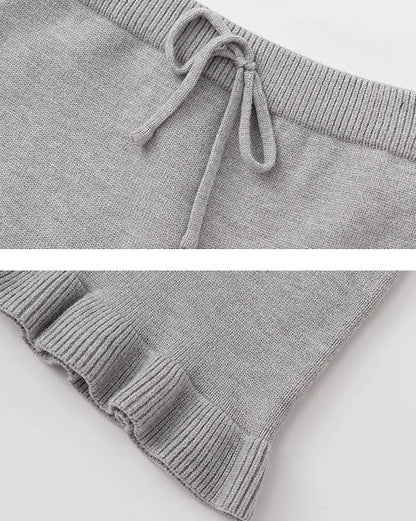 【100-160cm】裾フリル ニットスカート