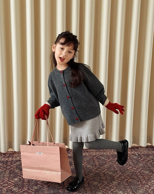 【100-160cm】裾フリル ニットスカート