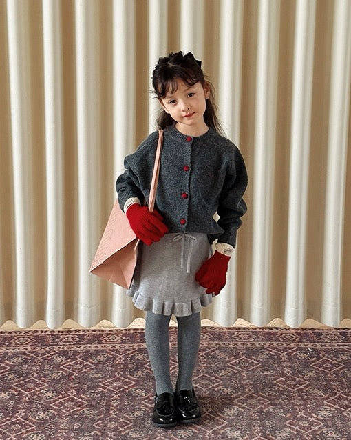 【100-160cm】裾フリル ニットスカート