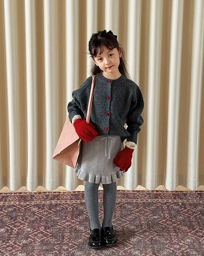 【100-160cm】裾フリル ニットスカート