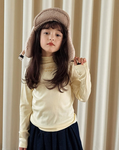 【100-160cm】ハイネック ロングスリーブ Tシャツ