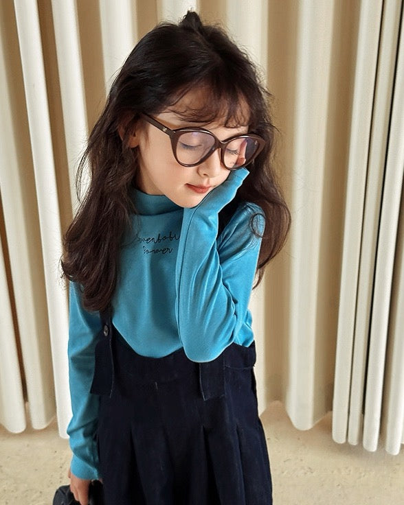 【100-160cm】ハイネック ロングスリーブ Tシャツ