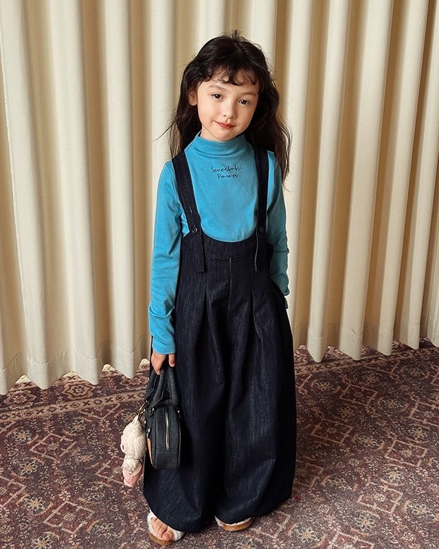 【100-160cm】ハイネック ロングスリーブ Tシャツ