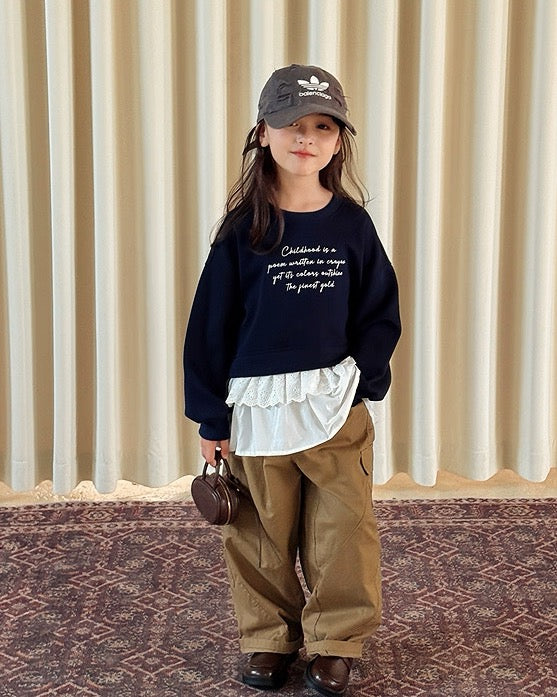 【100-160cm】レイヤードレーススウェットプルオーバー