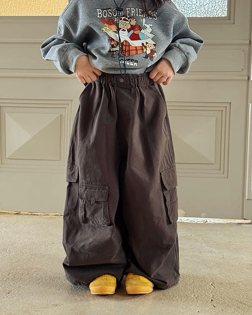 【100-160cm】ワイドカーゴパンツ