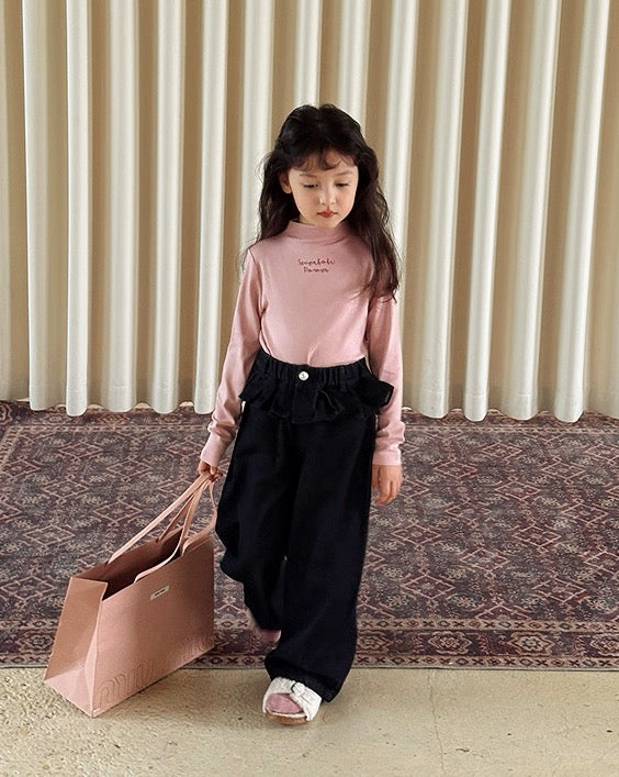 【100-160cm】ウエストフリルジーンズ