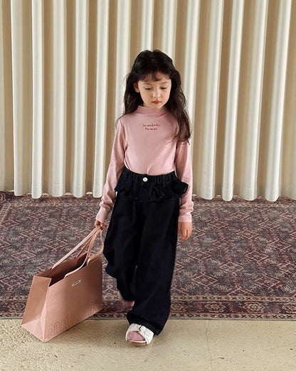 【100-160cm】ウエストフリルジーンズ