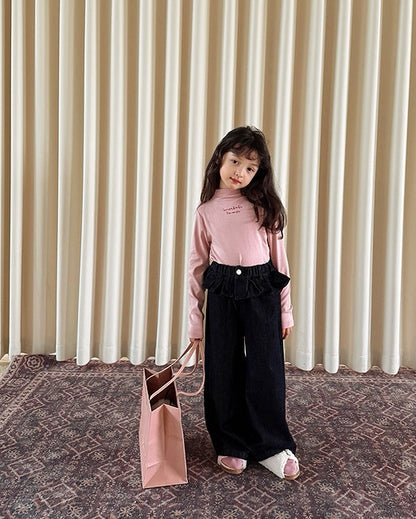 【100-160cm】ウエストフリルジーンズ