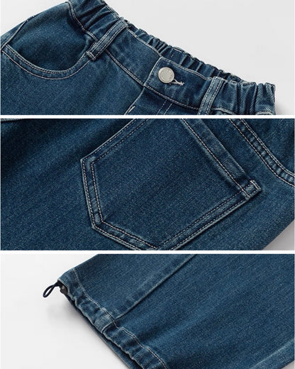 【100-160cm】ドローコード付き ジーンズ