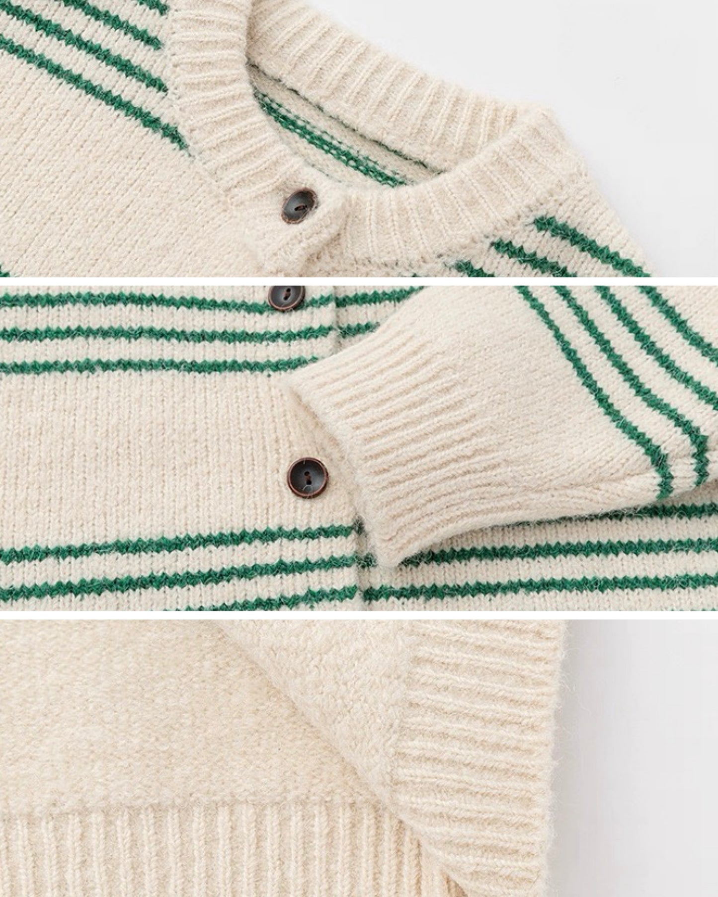 【100-160cm】アクリル ボーダー ニット カーディガン