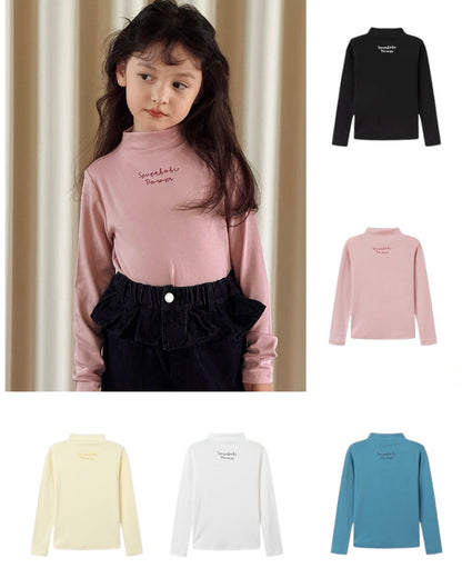 【100-160cm】ハイネック ロングスリーブ Tシャツ