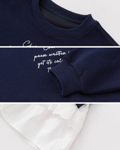 【100-160cm】レイヤードレーススウェットプルオーバー