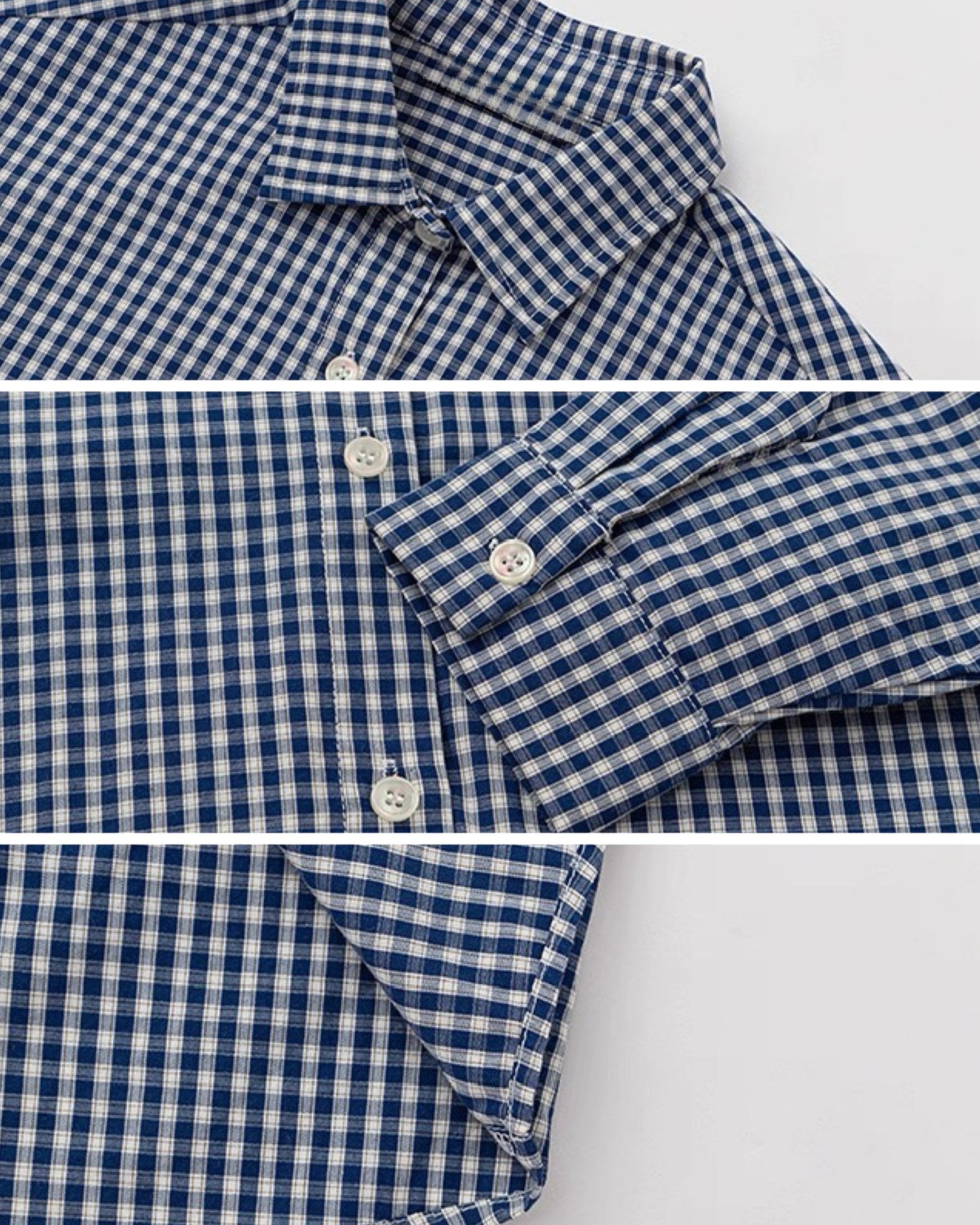 【100-160cm】親子お揃い ギンガムチェックシャツ