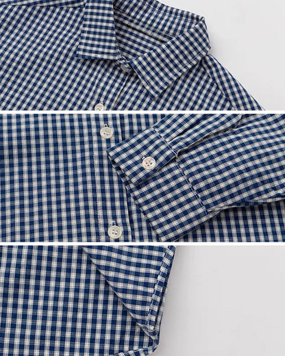 【100-160cm】親子お揃い ギンガムチェックシャツ