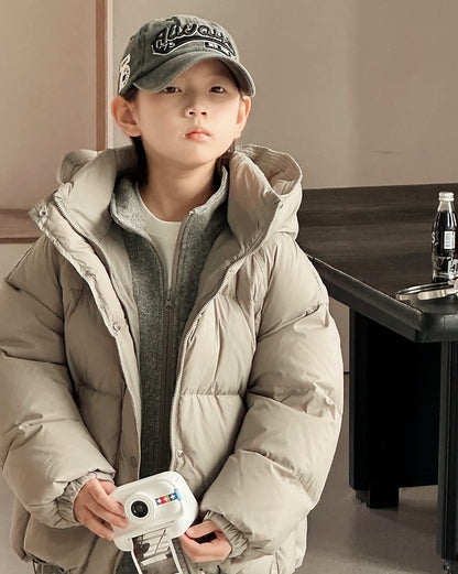 【110-160cm】フロントジップ&スナップボタンダウンジャケット