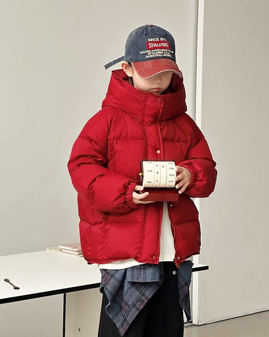 【110-160cm】フロントジップ&スナップボタンダウンジャケット